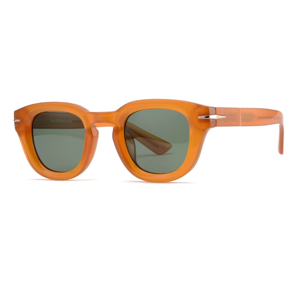 NWT Ryan Simkhai RAVI | TRANSPARENT CARAMEL | GREEN LENS Polarized Sunglasses